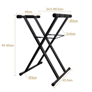 Soporte de Teclado Doble X Ajustable de Alta Resistencia K-724B, Compatibilidad Universal, Construcción de Metal y Goma, Altura de 45-95 cm - Product Image 2