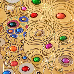 <span class=keywords><strong>Mural</strong></span> <span class=keywords><strong>de</strong></span> Latón con el Tema del "Beso" <span class=keywords><strong>de</strong></span> Klimt, con Textura Dorada Tallada a Mano y Piedras Preciosas, Arte Metálico Romántico, Cuadro Decorativo para Colgar en la Pared, Regalo - Product Image 6