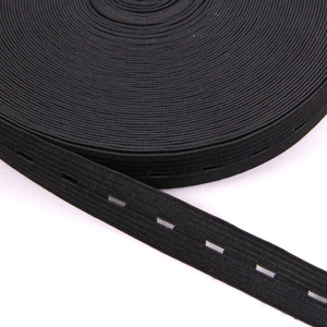 Blu Navy bianco nero tessuto bottone elastico 20mm regolabile con tecnica ricamata - Product Image 4
