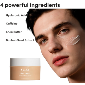 Crème anti-rides hydratante pour <span class=keywords><strong>homme</strong></span>, <span class=keywords><strong>hydratant</strong></span> facial à l'acide hyaluronique, beurre de karité, caféine, réduit les rides pendant le sommeil - Product Image 2