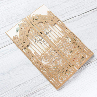 Invitations de mariage et de douche nuptiale en papier brun, motif floral, de luxe, recyclables, style européen, imprimées UV, estampées or