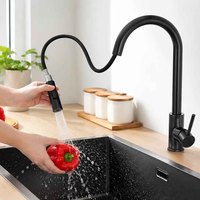 Robinet de cuisine moderne en acier inoxydable finition noir mat avec douchette extractible à double fonction