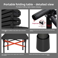 Table pliante d'extérieur en aluminium réglable en hauteur, portable pour pique-nique, camping, stand de camping, table de camping pliable type « Egg Roll »