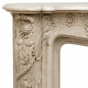 Customized Marble Fireplace Modern Hand Carved Luxury Cream Grey Marble Fireplace Mantel Marble Fireplace Surround - Product Image 3