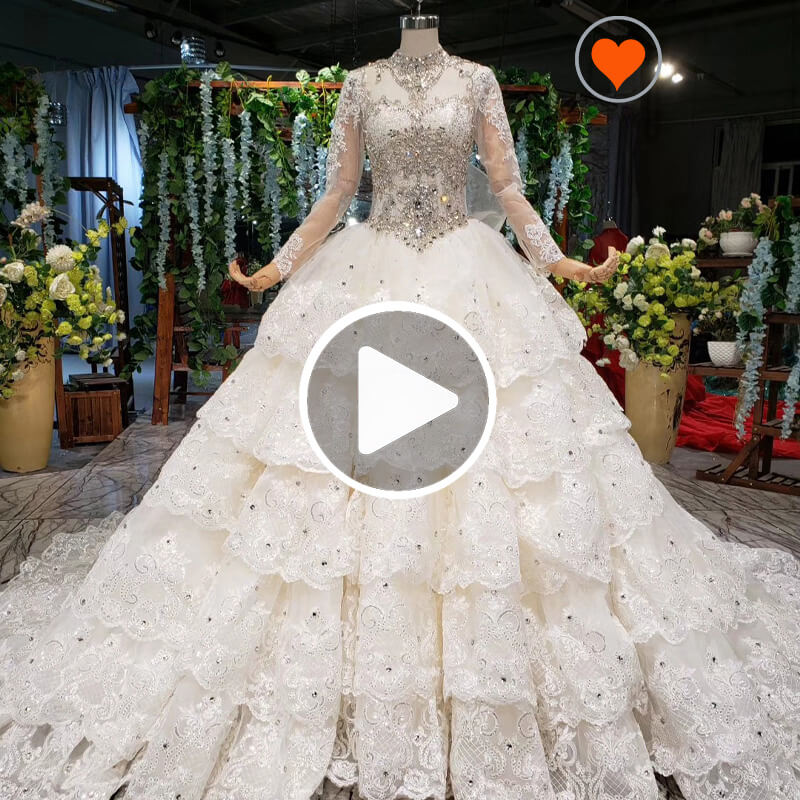 Jancember HTL931 Wedding Dress Wholesale Beaded Long Sleeves Lace Victorian Ball Gown