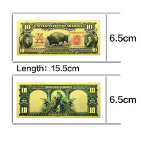 Ensemble complet de billets factices en dollars américains (1, 2, 5, 10, 100) en feuille d'or, carte de billet de banque commémorative