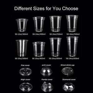 Vasos de Plástico Transparentes Personalizados con Forma de U de 10oz, 12oz, 16oz y 18oz para Ensaladas de Frutas, Té, Vino y Bebidas Frías con Logotipo - Product Image 4
