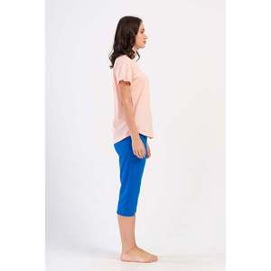 Conjunto de pantalón capri y top de cuello redondo KADIN P.SUPREM O YAKA KISA KOL ETEGI OVAL - Rosa suave - Rosa suave - Product Image 2