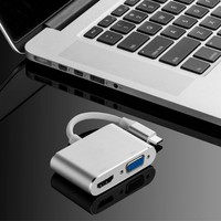 Adaptateur Hub 2-en-1 Type-C vers HDTV VGA 4K, Convertisseur Répartiteur Vidéo USB-C pour Ordinateur Portable, Tablette, PC Samsung