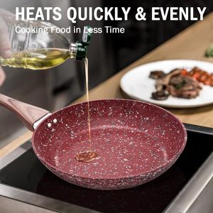 Nonstick Frying <b>Cookware</b> Sets with Lids FryPan Sets with Granite Coating - Product Image 2