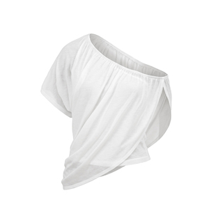 Viviblook C26TP171 Camiseta de Verano para Mujer, Nueva, Informal, Simple, con Hombros Descubiertos, Doble Capa, Top Informal para Damas - Product Image 5