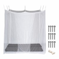 Moustiquaire 300x300x250cm en polyester, grande moustiquaire carrée pliable anti-insectes avec piquets pour camping, voyage et terrasse