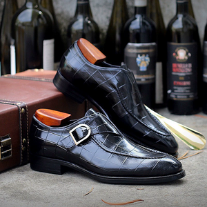 Scarpe da Uomo Alla Moda in PU di Alta Qualità, Modello Superiore Nero con Motivo Coccodrillo in Rilievo - Product Image 4