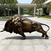 Sculpture de taureau de Wall Street en laiton moulé, grande statue animale en métal pour aménagement paysager extérieur de parcs et places, moulage sur mesure