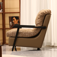 Fauteuil de détente moderne rembourré, fauteuil d'appoint avec structure en bois massif, siège lounge pour salon et hôtel