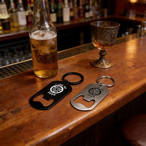 Llavero Abridor de Botellas de Metal y Cuero, Regalo de Recuerdo para el Día del Padre, Abridor de Botellas de Acero Inoxidable Grabado con Láser - Product Image 1