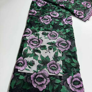 أحدث قماش دانتيل تول لحفلات الزفاف مطرز بالماء قابل للذوبان قماش نسائي مطرز - Product Image 1