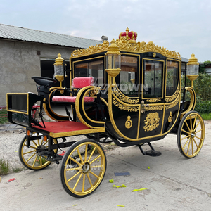 Calèche électrique de style européen ZOWN, 4 places, vintage, pour mariage, princesse, décorée en noir et or, sans chevaux - Product Image 4