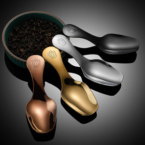 Cuillère à <span class=keywords><strong>thé</strong></span> en acier inoxydable à manche court, mini pelle à café et sucre avec logo couronne pour boîte à <span class=keywords><strong>thé</strong></span> en vrac - Product Image 1