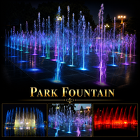 Fontaine de parc commerciale en acier inoxydable avec éclairage RGB/Laser, étanche IP68, conception et construction pour usage domestique, fabricant direct, technologie brevetée, CE