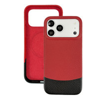 Étui de téléphone en cuir véritable texturé bicolore coloré pour iPhone 18 Pro Max, protection intégrale antichoc, style coréen