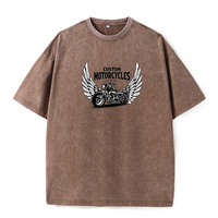 T-shirt surdimensionné en coton 100% beige vintage pour homme, motif graphique de motos personnalisées, manches courtes, coupe ample, style rétro de motard