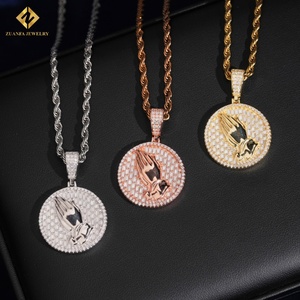 Colgante de Moissanita VVS de Fábrica, Estilo Hip Hop para Hombre, Corte Redondo, Colgante de Mano de Plata 925, Pasa la Prueba del Diamante GRA - Product Image 4