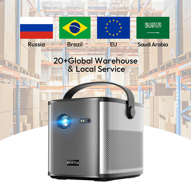 Global Warehouse BYINTEK U80 Max Active 3D Projector 4K DLP Android 11 Auto Focus Battery Portable Smart Home Cinema Beamer