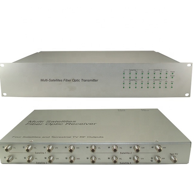 SMATV Four Quattro Satellite LNBs RF Fiber Optic Transmitter and 16 Satellite Polarities RF Fiber Optic Receiver Satellite LNBs