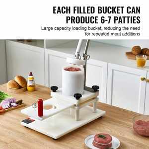 Hamburgers faits à la main avec une machine à former les galettes <span class=keywords><strong>de</strong></span> viande, machine manuelle pour la préparation et la cuisson des hamburgers en restaurant - Product Image 3