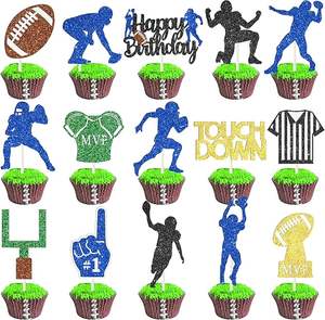 Adornos de Cupcakes con Purpurina de Fútbol Americano, Decoración para Fiestas de Cumpleaños, Baby Shower, Fiestas Infantiles con Temática Deportiva de Rugby - Product Image 5