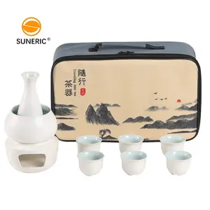 Garrafa de chá japonesa com copo de cerâmica, portátil, personalizado, porcelana, saki, garrafa de bebida, conjunto de sake de cerâmica com caixa de presente