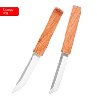 Couteau double lame Dragon Phénix en acier D2, tranchant, portable, pour la défense personnelle, le camping, avec manche en bois et métal – Offre Spéciale