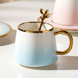Vintage Style Glaze Fancy Gift Golden Luxury Tea Cup <b>Sets</b> Gradient Color <b>Mug</b> Coffee Cup <b>Set</b> With Saucer - Product Image 5