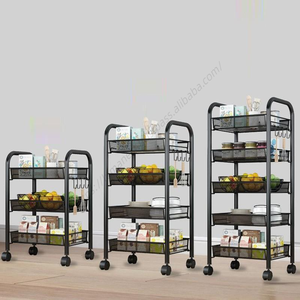 Étagère de cuisine métallique multifonctionnelle en gros, 3 niveaux, sur pied, chariot de rangement mobile avec roulettes - Product Image 5