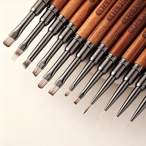 Juego de Pinceles de Nailon con Mango de Madera de Lujo para Arte de Uñas, Pinceles Profesionales para Manicura, Pinceles Planos y Angulares para Detalles, Venta al por Mayor para Salones de Uñas - Product Image 5