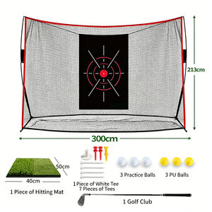 Filets de frappe de golf 10x7 pieds avec tapis en gazon synthétique – Idéal pour les entraînements de golf, un super cadeau pour les pères, les maris et les golfeurs professionnels - Product Image 1