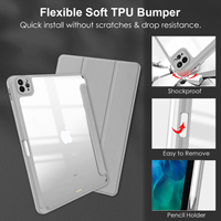 Coque arrière transparente en PC avec bord en TPU pour iPad Pro 11 avec emplacement pour stylet et protection antichoc