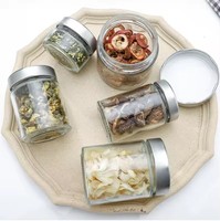 Stoples Madu Kaca Bulat Tutup Aluminium Berkualitas Tinggi untuk Penyimpanan Dapur, Wadah Kue Cokelat, Tahan Lama, Kedap Udara, Transparan