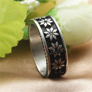 European Style <b>Titanium</b> Steel Flower <b>Ring</b> Retro Silver Unisex Fashion Jewelry Gift - Product Image 3