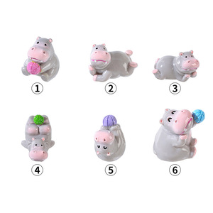 Figurines d'hippopotames miniatures en résine, décoratives, pour intérieur, bureau, accessoires de voiture, style A à F, finition brillante - Product Image 4