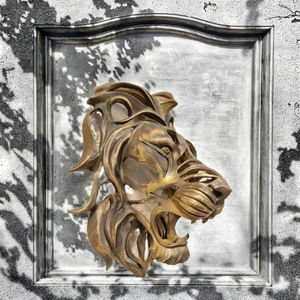 Venta al por mayor cabeza de león estatua resina artesanía estatuilla para jardín entrada pared decoración colgante de pared - Product Image 3