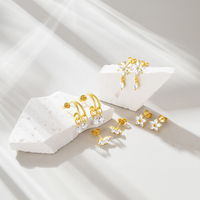 Gold S925 Sterling Silber Kleeblatt Blume Quaste Runde Wassertropfen CZ Designer Ohrhänger für Damen