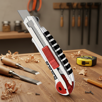Couteau utilitaire robuste avec lame en acier au carbone de 18 mm de large et tranchante, avec 5 lames rétractables, coupe-boîte pour cartons