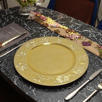 Assiettes de Présentation Dorées en Plastique Personnalisables de Luxe Durables 13 Pouces – Vente en Gros, Décoration Élégante pour la Maison, Plats et Napperons