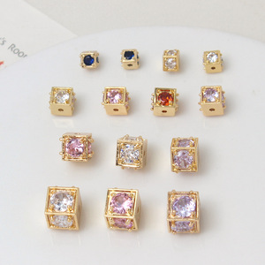 Perles entretoises cubiques en laiton plaqué or 18 carats avec zircon, 5mm, 6mm, 8mm, 10mm, pour la fabrication de bijoux, bracelets et colliers DIY - Product Image 1