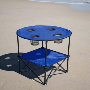 Mesa de camping de 72x72x60 cm con 4 portavasos y bolsa de transporte, mesa plegable para exteriores de tela Oxford impermeable - Product Image 5