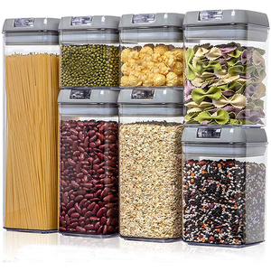 Juego de contenedores de alimentos herméticos multifuncionales, sin BPA, plástico transparente y duradero, contenedores de almacenamiento de alimentos con tapas, 7 Uds. - Product Image 1