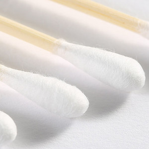 Hisopos de algodón con varilla de bambú de 15 cm, estériles de doble punta para limpieza de oídos, uso cosmético, desinfección segura para bebés - Product Image 1