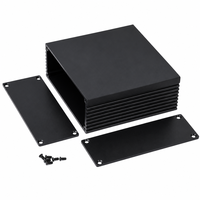 Boîtier de commande en aluminium noir mat 110*40mm avec ailettes de refroidissement et rainures pour circuits imprimés, indice de protection IP54, pour module d'alimentation d'amplificateur de classe D